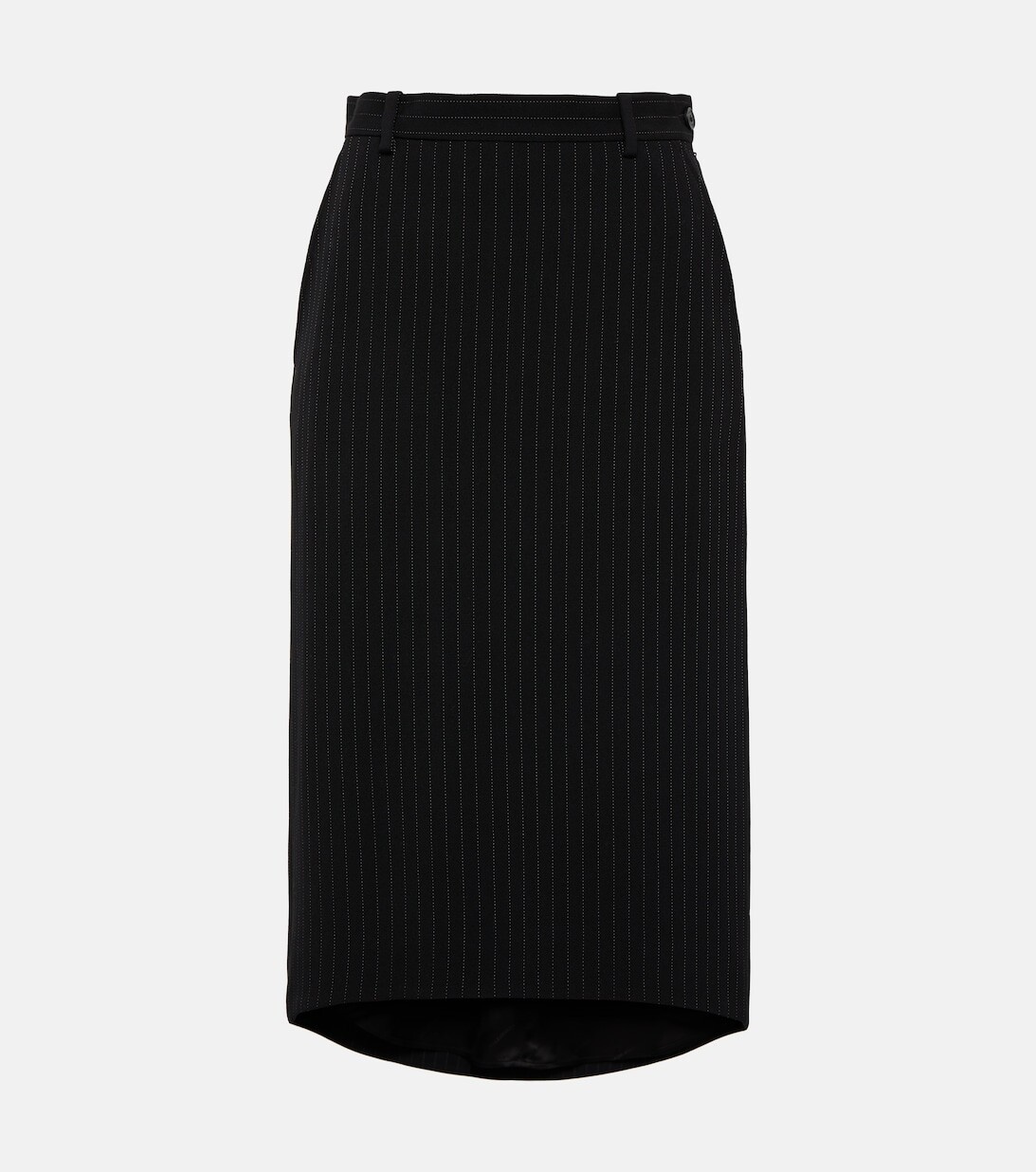 

Юбка миди из шерсти в полоску BALENCIAGA, черный