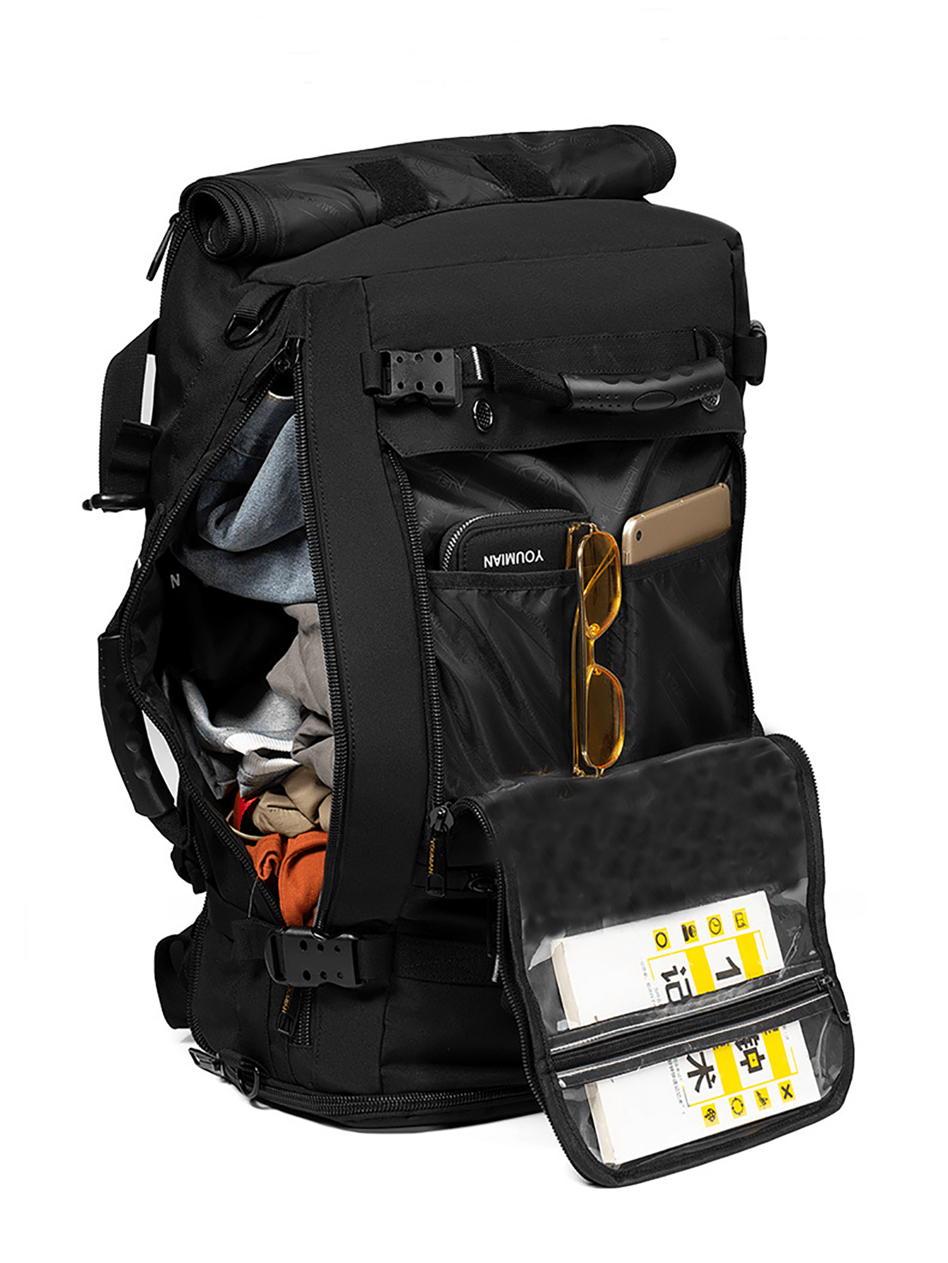 Мужской рюкзак большой вместимости 55 л для путешествий, черный