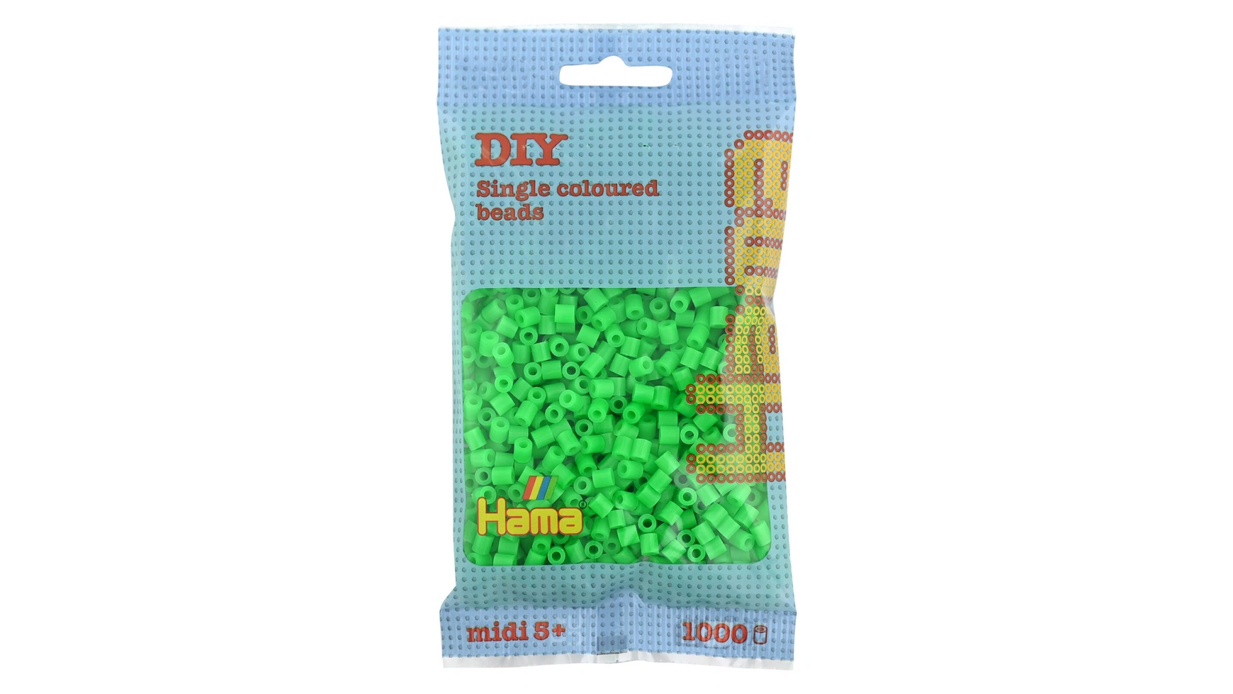 цена Гладильный бисер миди5+ сумочка с бисером флюорозеленый 1000 штук Hama Perlen