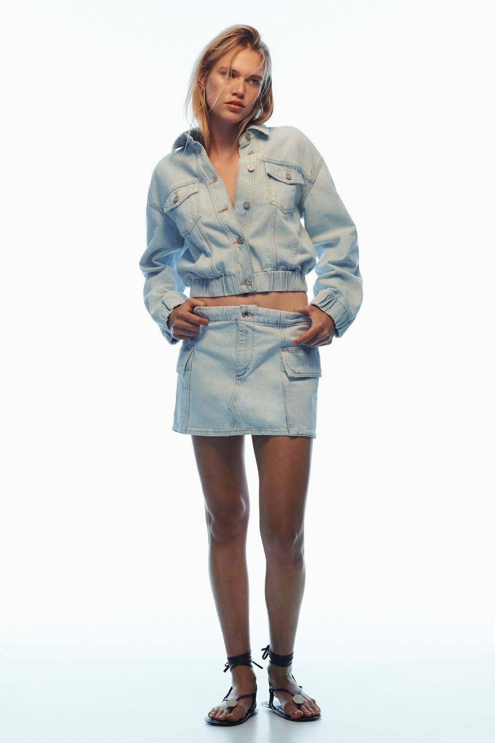 

Юбка из денима с миниатюрными карманами z1975 Zara, голубой