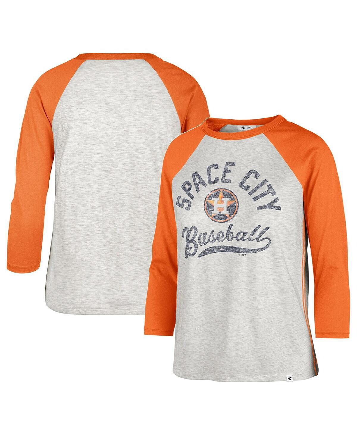 

Женская серая футболка Houston Astros City Connect Retro Daze Ava реглан с рукавами 3/4 '47 Brand, серый