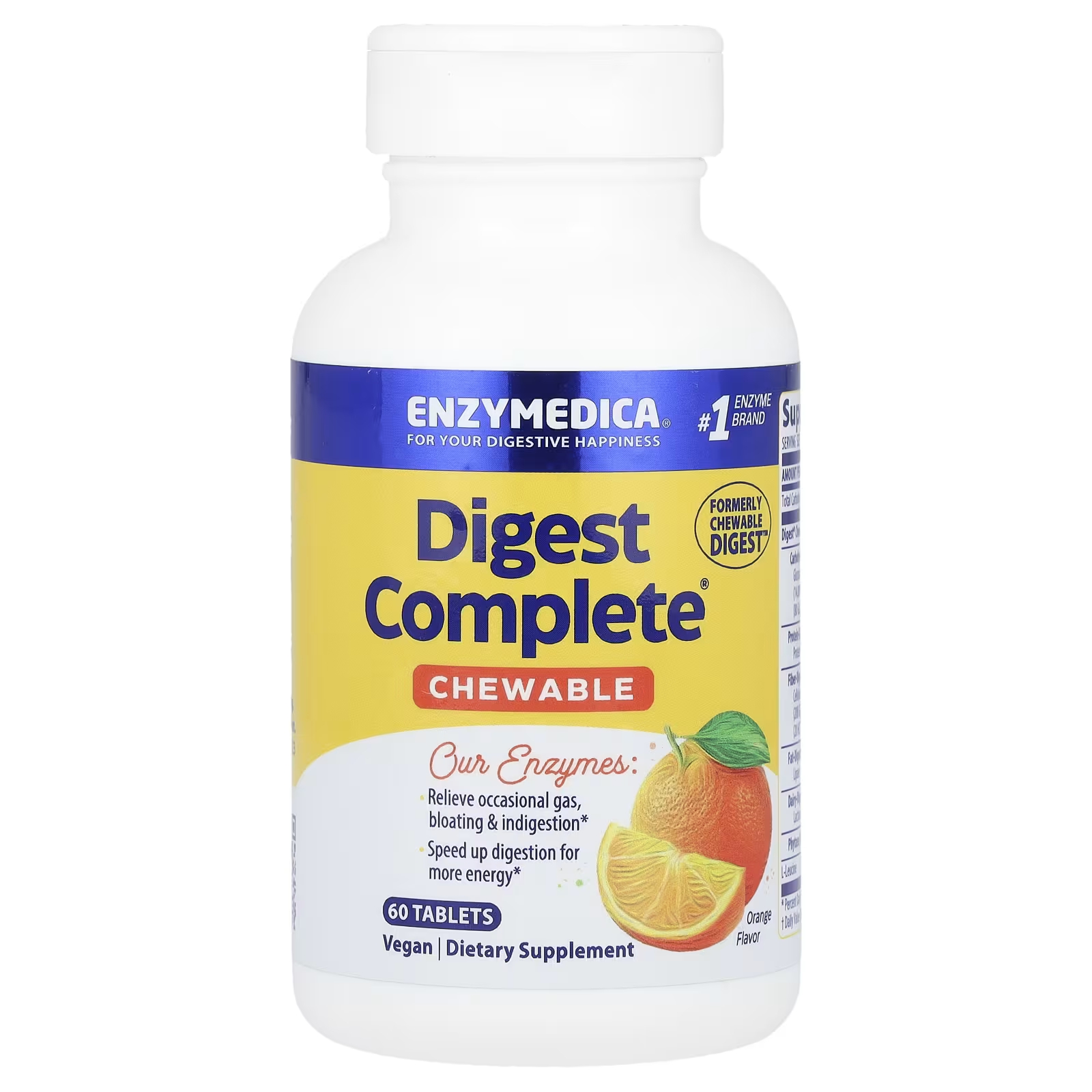 Пищевая добавка Enzymedica Digest Complete с апельсином, 60 таблеток enzymedica chewable digest апельсин 30 жевательных таблеток