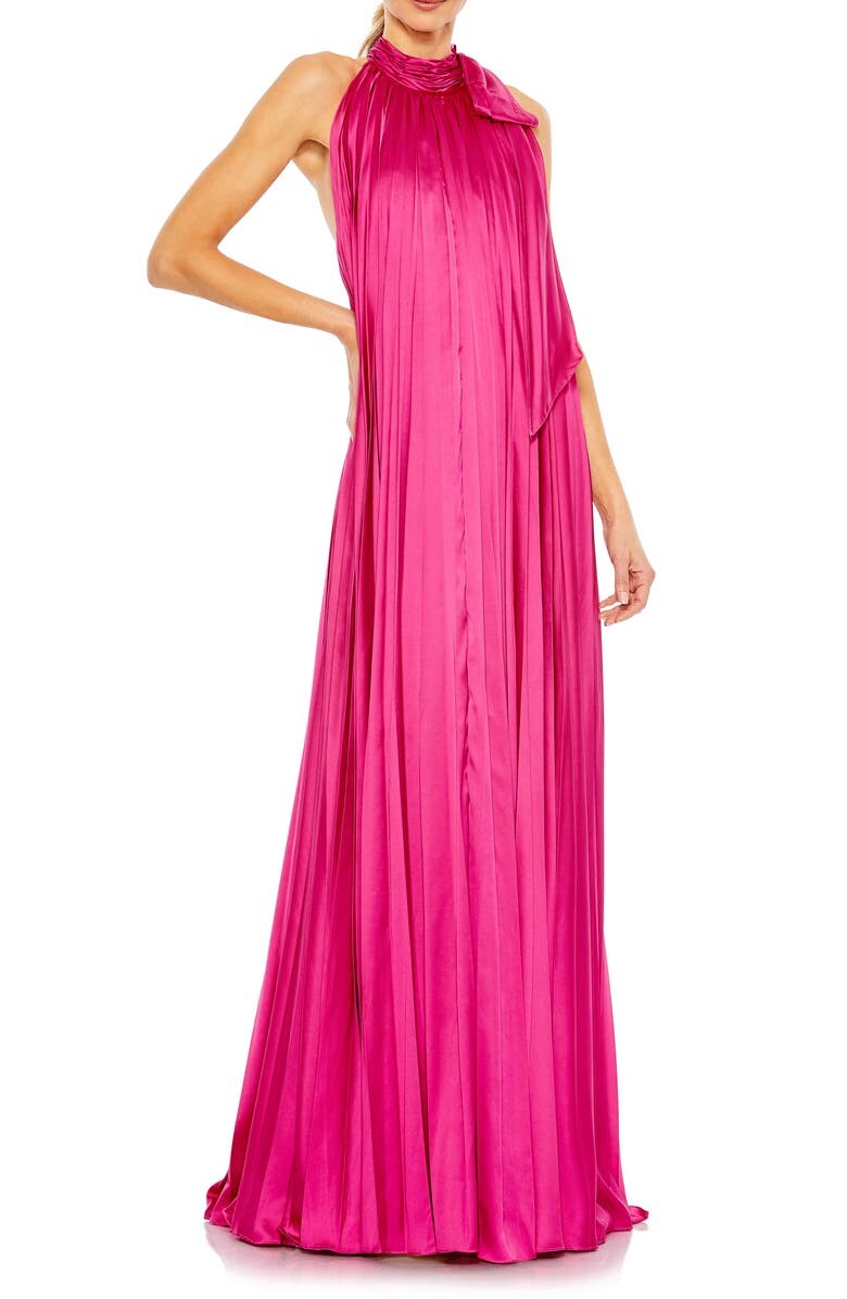 

Атласное платье с высоким вырезом IEENA FOR MAC DUGGAL, розовый