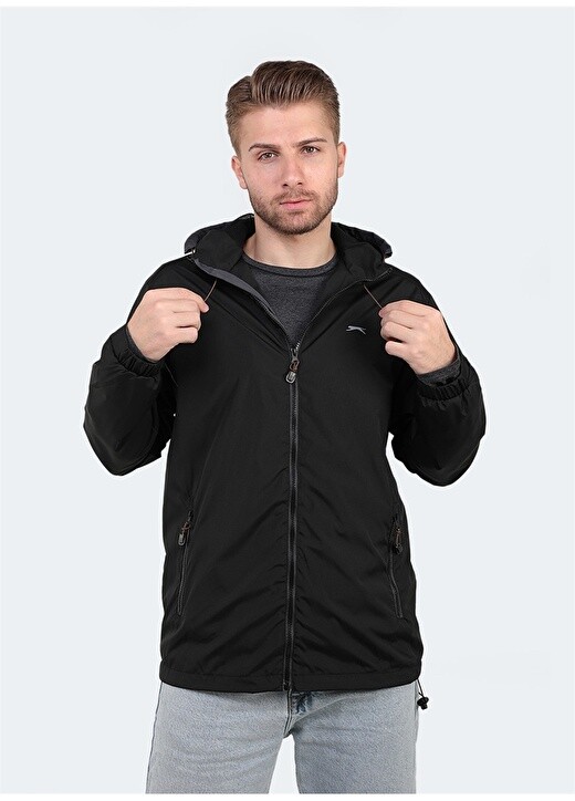 

Черное мужское пальто с капюшоном Slazenger, Черный