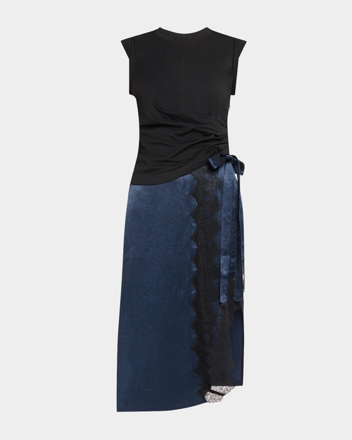 

Комбинированное платье-футболка Endless Loop с кружевом 3.1 Phillip Lim, цвет Black-Midnight