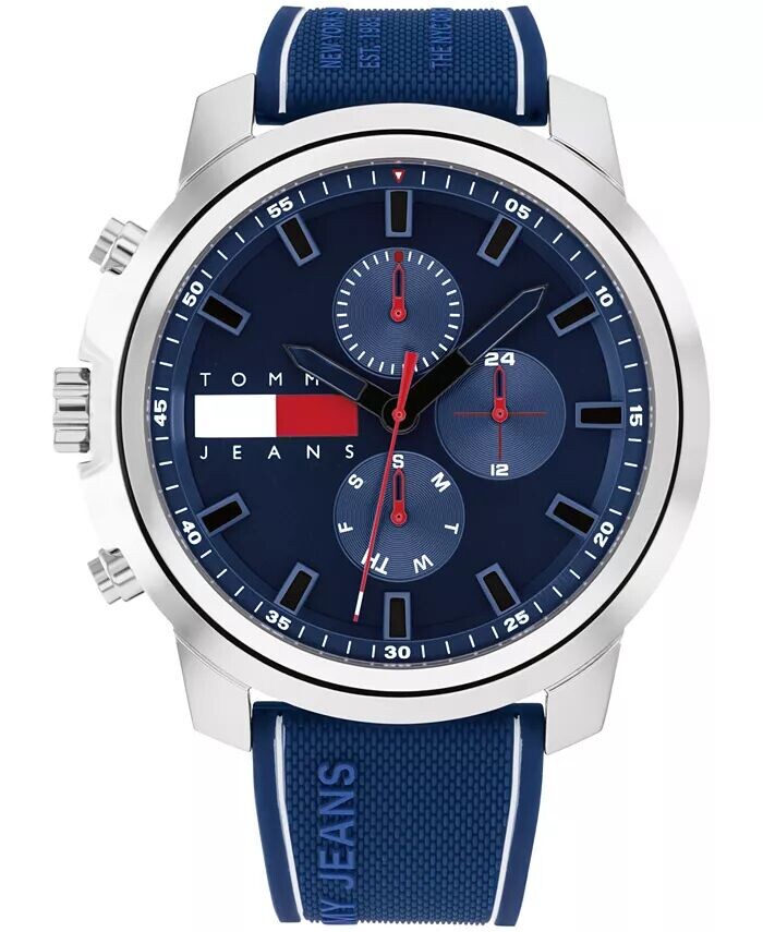 

Мужские многофункциональные синие силиконовые часы 50 мм Tommy Hilfiger, синий