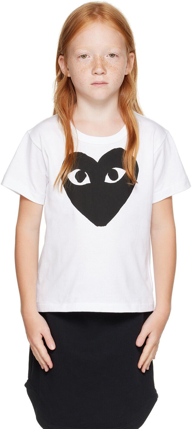 

Детская белая футболка с большим сердцем Comme des Garçons, Белый