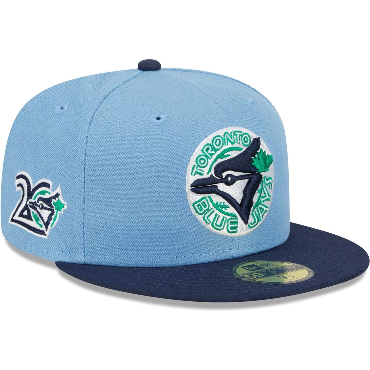 

Мужская New Era Голубой/Темно-синий Toronto Blue Jays Green Undervisor 59FIFTY Облегающая шляпа