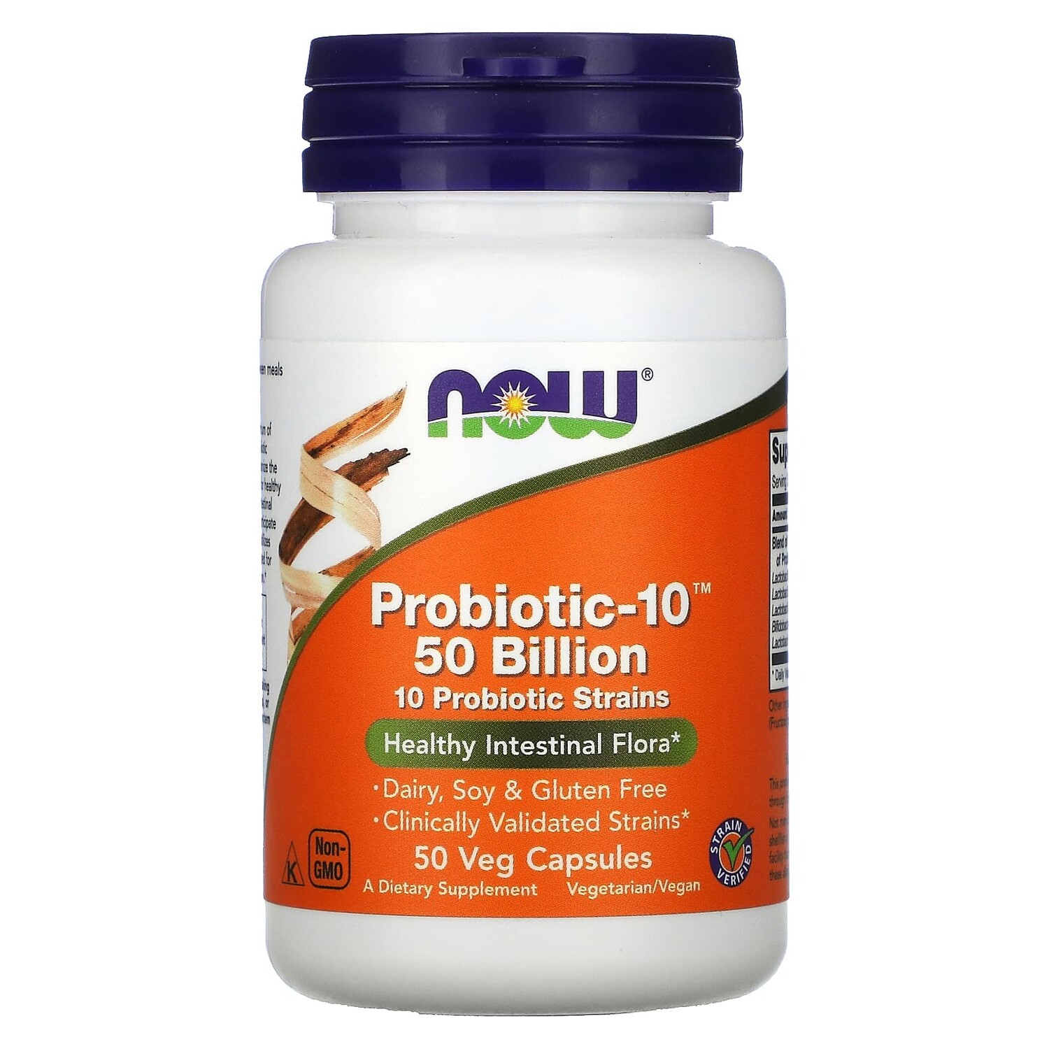 

Probiotic-10, 50 млрд, 50 вегетарианских капсул, NOW Foods