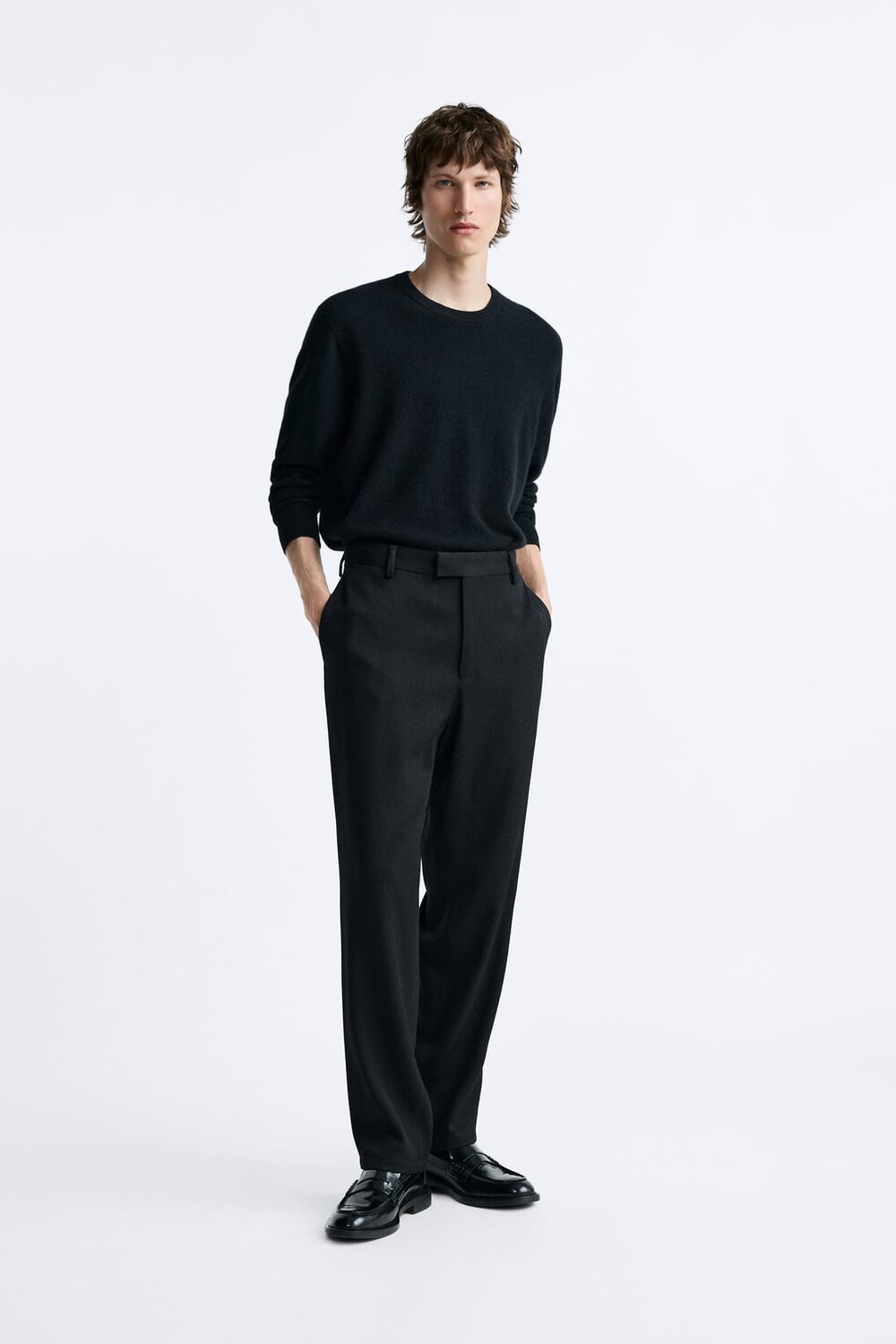 

Брюки из шерсти и вискозы ZARA, черный