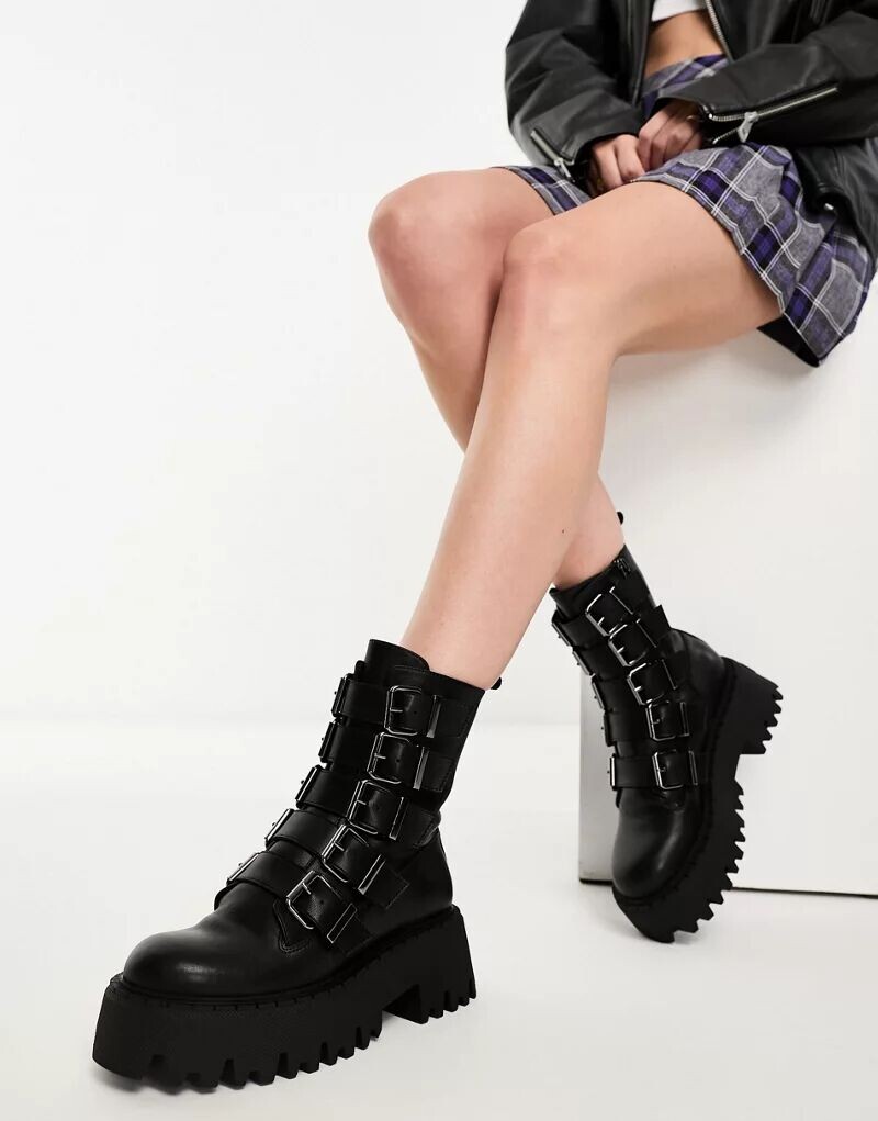 

Черные ботильоны с массивной пряжкой Steve Madden Out-Reach