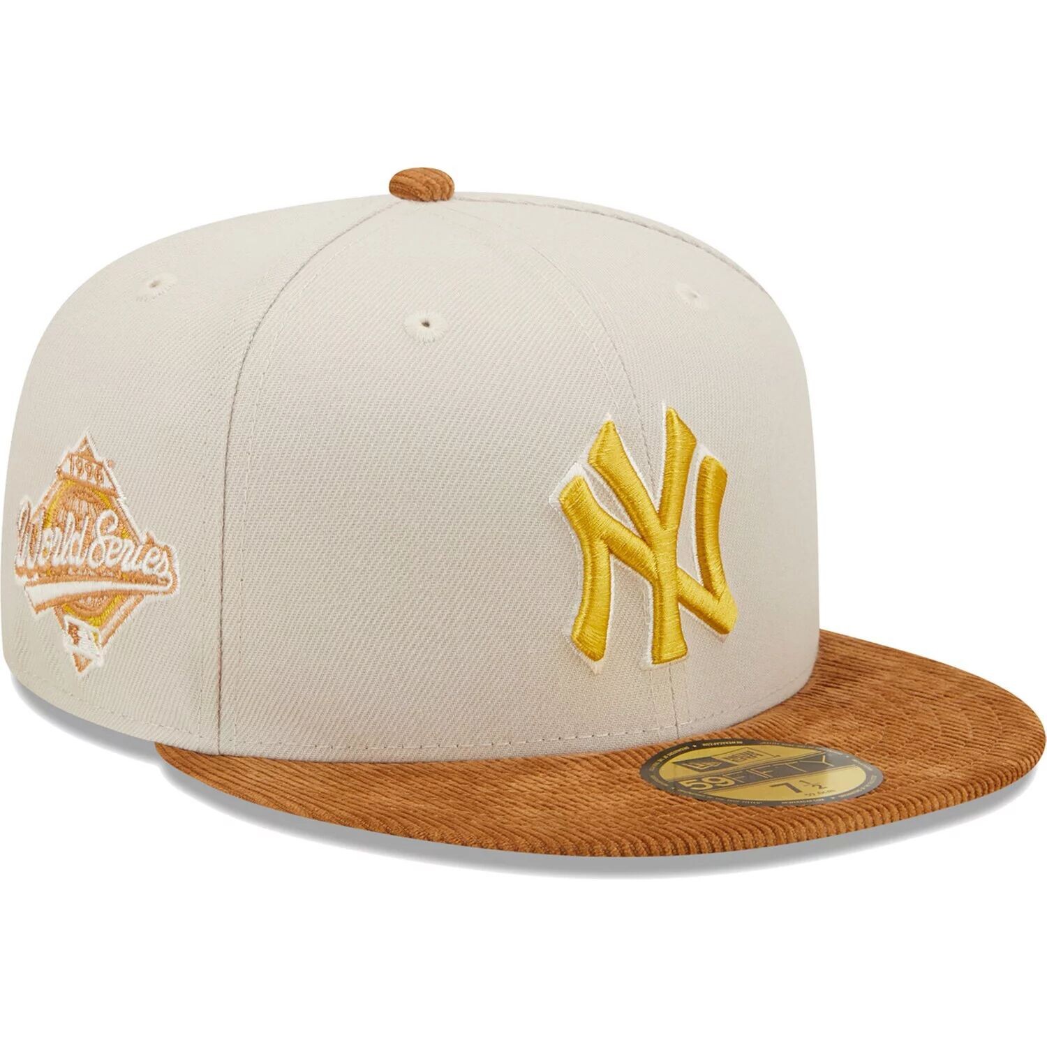 

Мужская вельветовая шляпа New Era кремово-коричневая New York Yankees 59FIFTY с приталенным козырьком