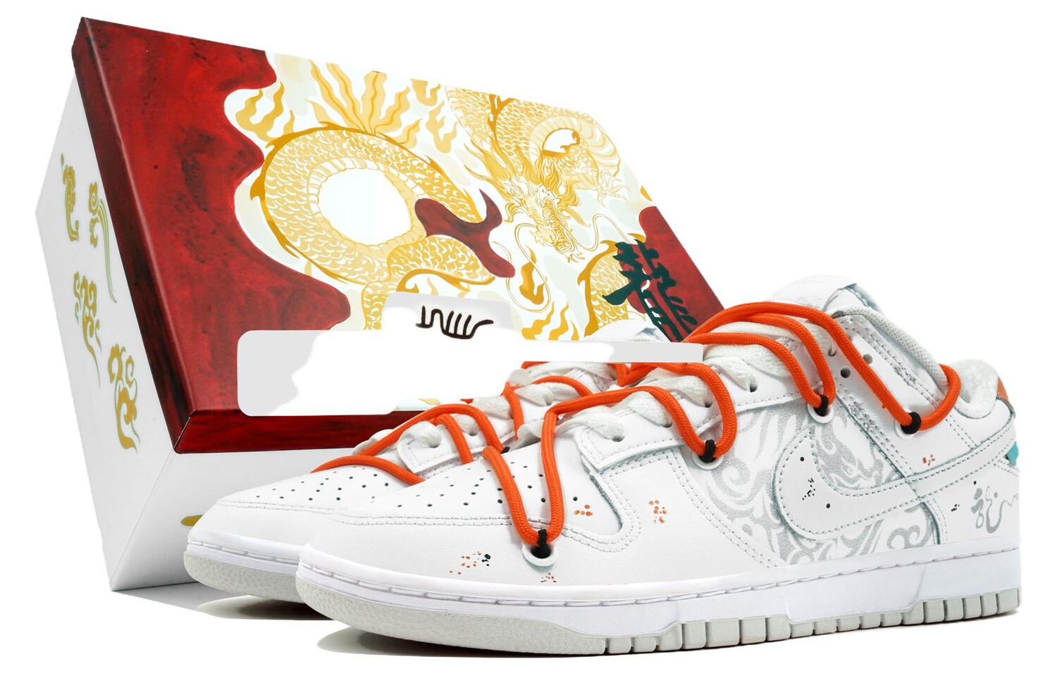 

Кроссовки Nike Dunk Skateboarding Shoes Men Low-top Orange, белый