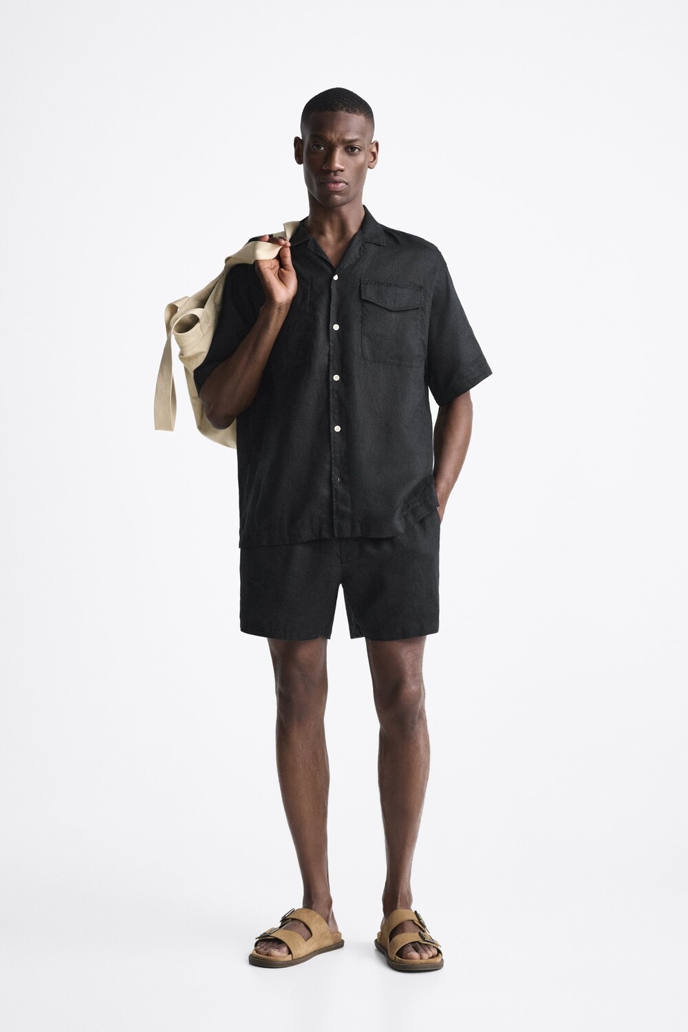

Шорты из 100% льна Zara, черный