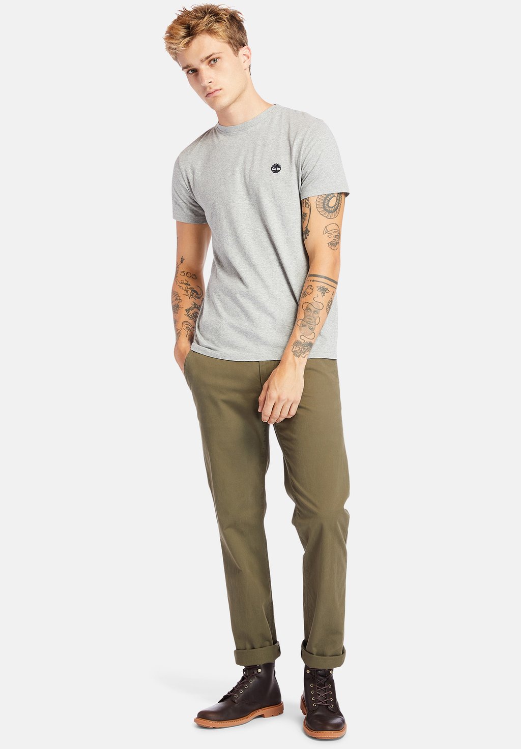 Базовая футболка Short Sleeve Timberland, цвет medium grey heather футболка y 3 yohji yamamoto chest logo short sleeve цвет medium grey heather