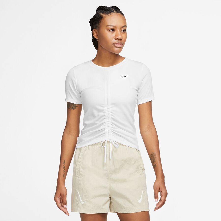

Футболка Sportswear Essentials Ribbed Short-Sleeve Mod Cropped Top NIKE, цвет white/black