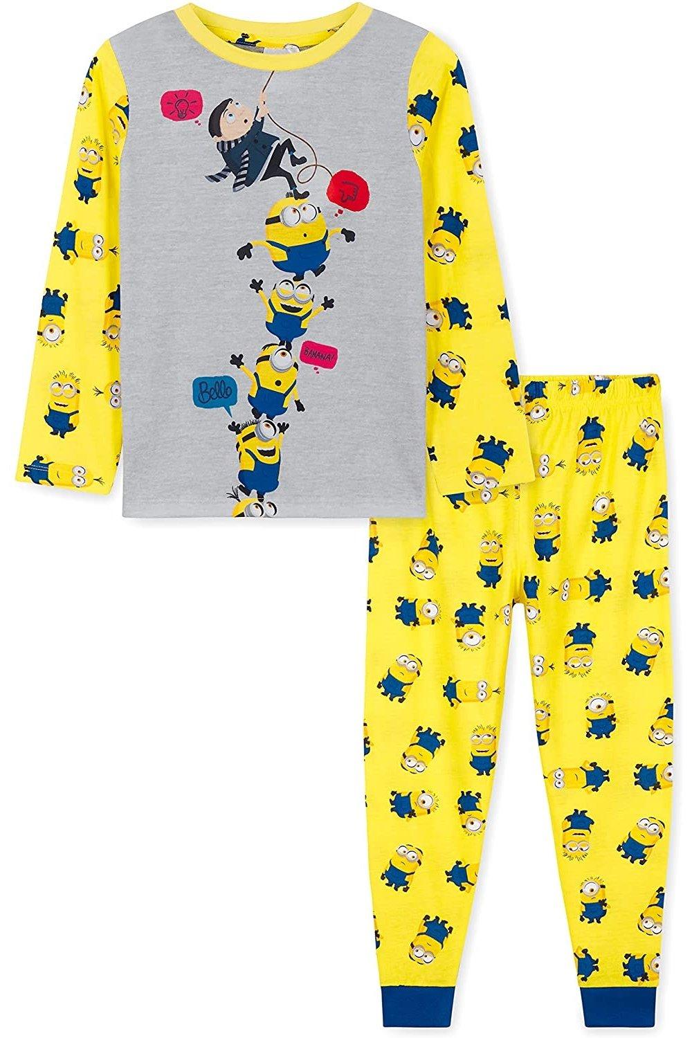 Длинный пижамный комплект Minions, желтый пижама для мальчиков
