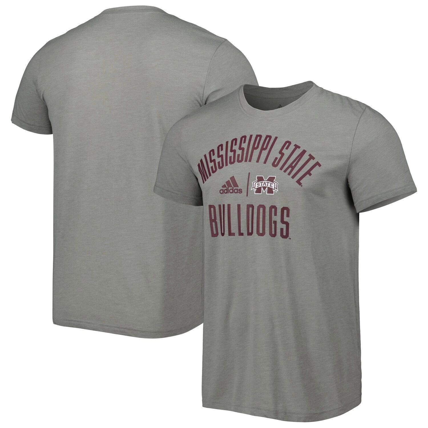 

Мужская футболка adidas Heathered Grey Mississippi State Bulldogs Sideline Locker Heritage AEROREADY Tri-Blend