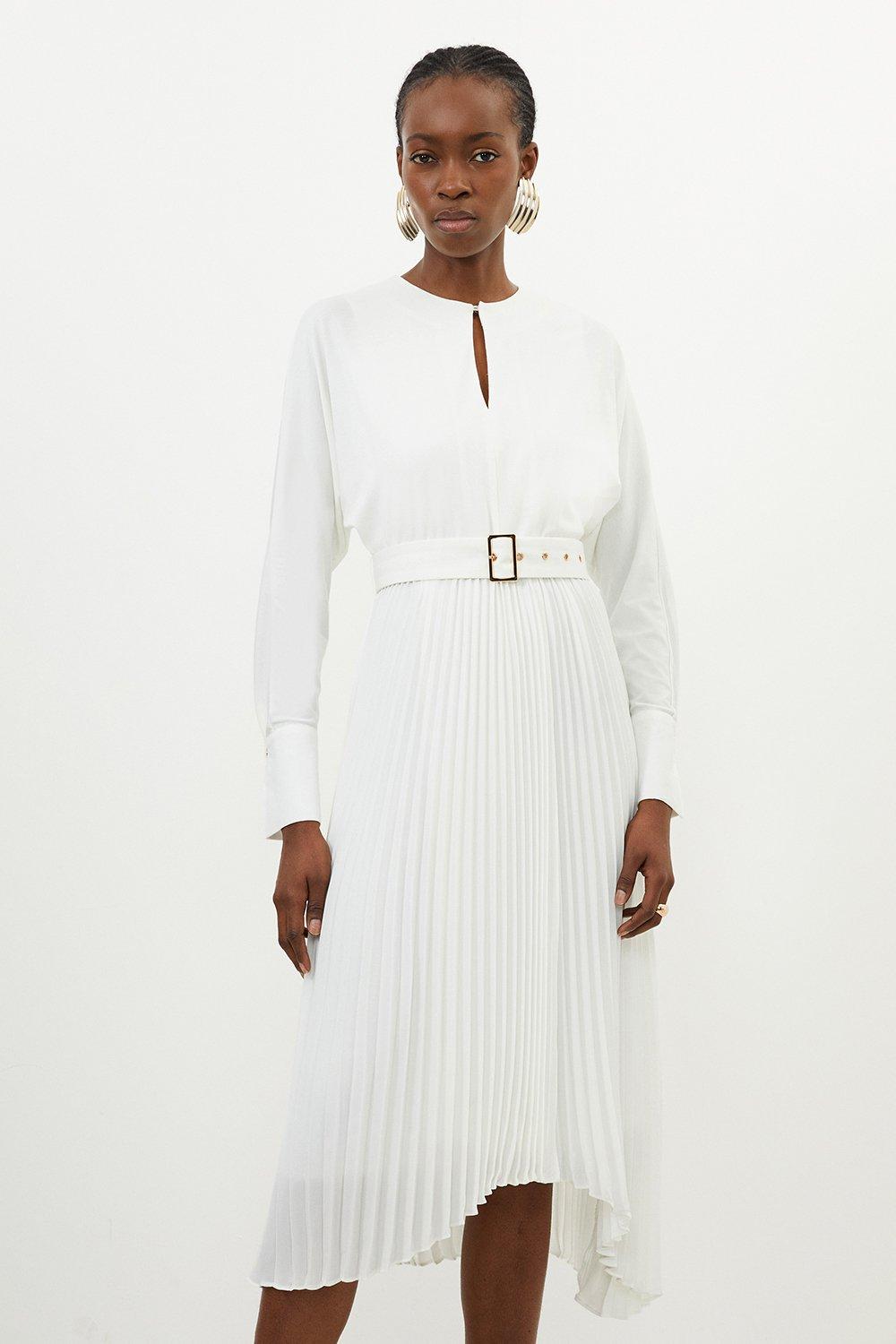 Платье мидакси из джерси Ponte Georgette Karen Millen, белый