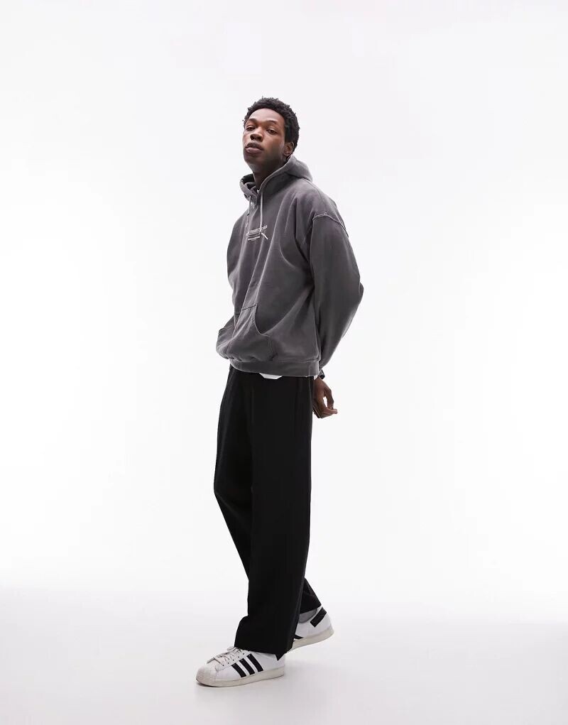 

Черная толстовка оверсайз Topman с текстовым принтом Fortune