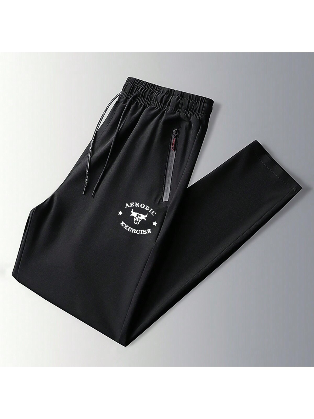 Мужские быстросохнущие спортивные брюки с эластичными манжетами, черный