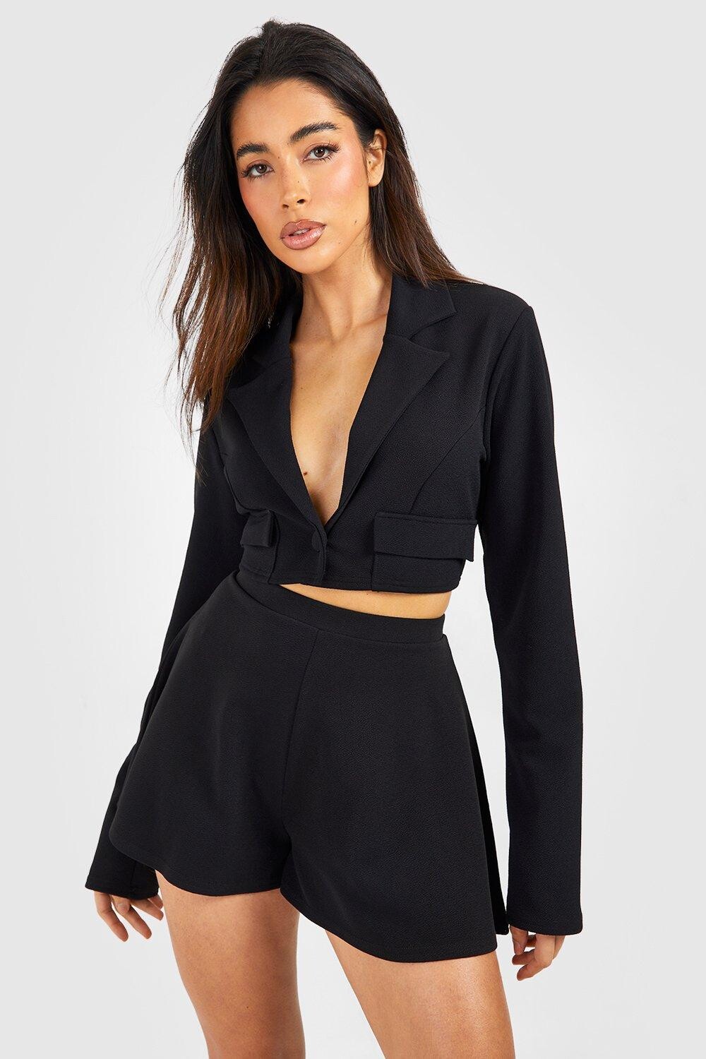 

Шорты из трикотажного крепа Boohoo, черный
