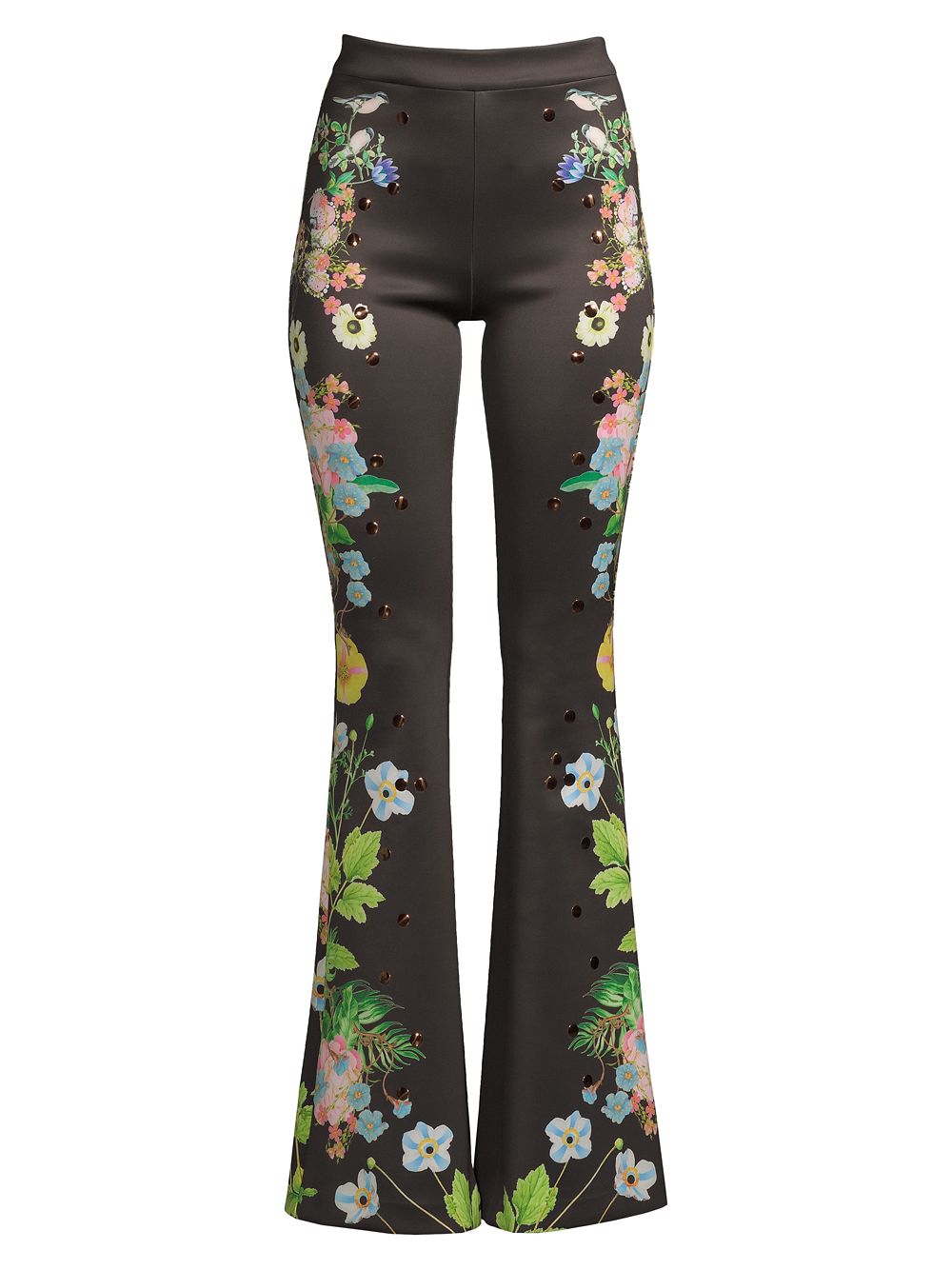 Расклешенные брюки с цветочным принтом Cynthia Rowley, черный