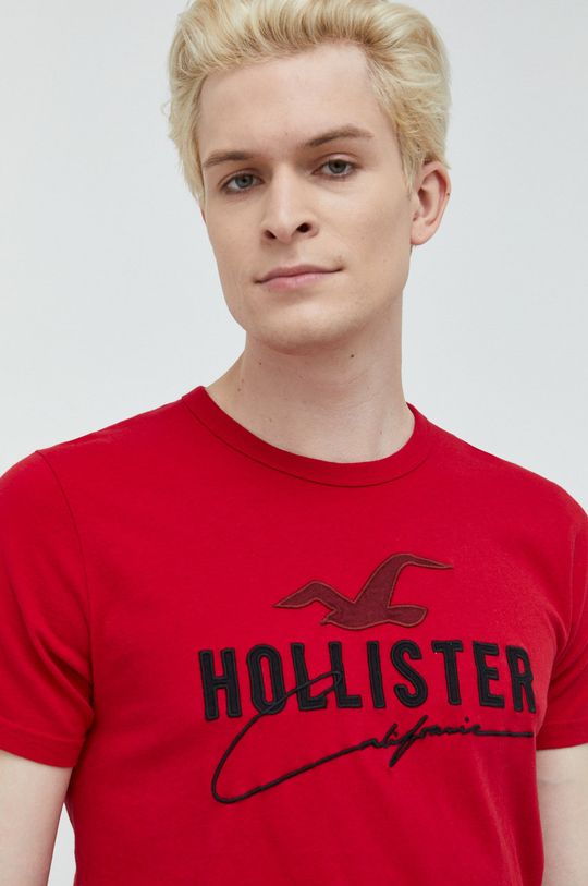 Компания Холлистер хлопковая футболка Hollister Co., красный
