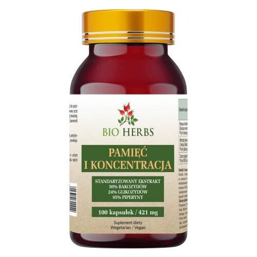 

Bio Herbs, Память и концентрация, пищевая добавка, 100 капсул.