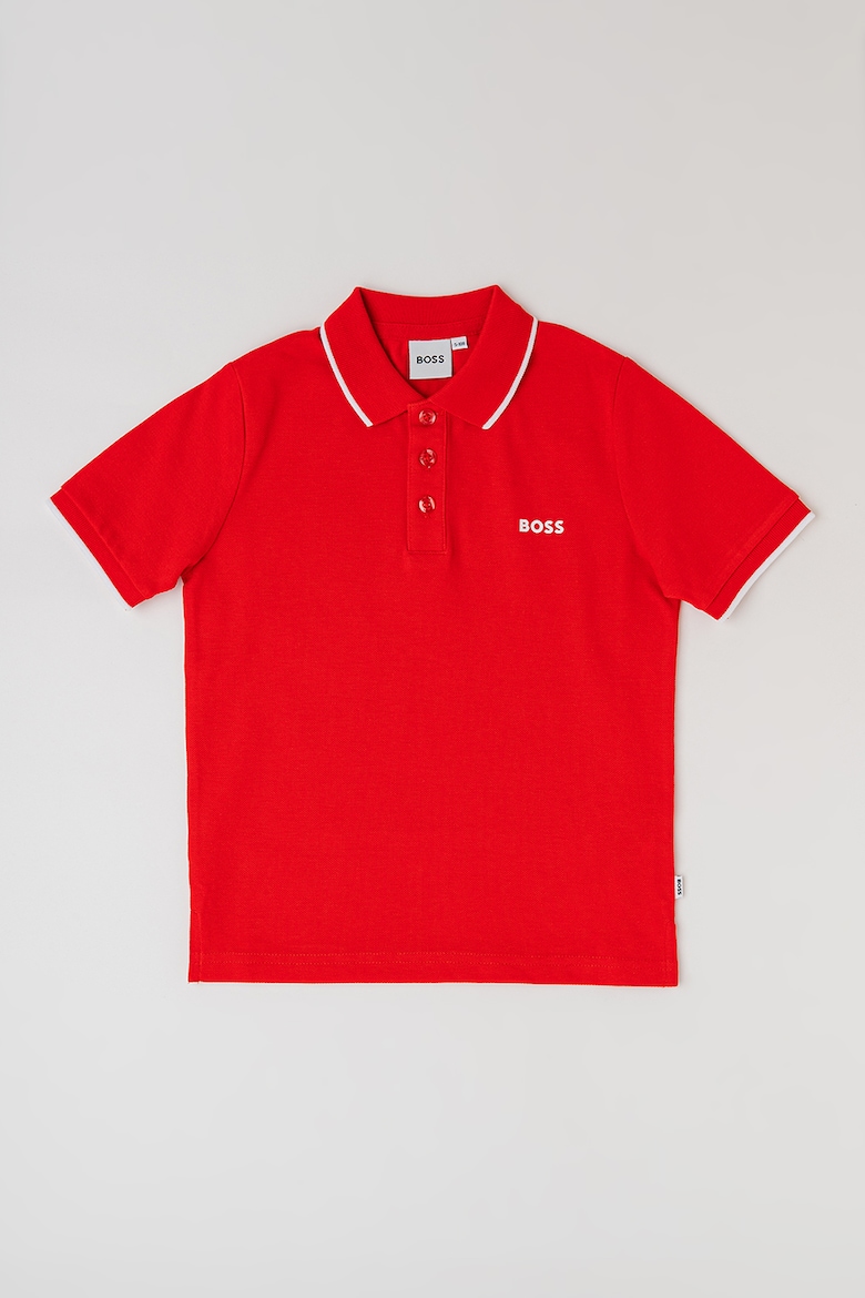 Хлопковая футболка с воротником Boss Kidswear, красный