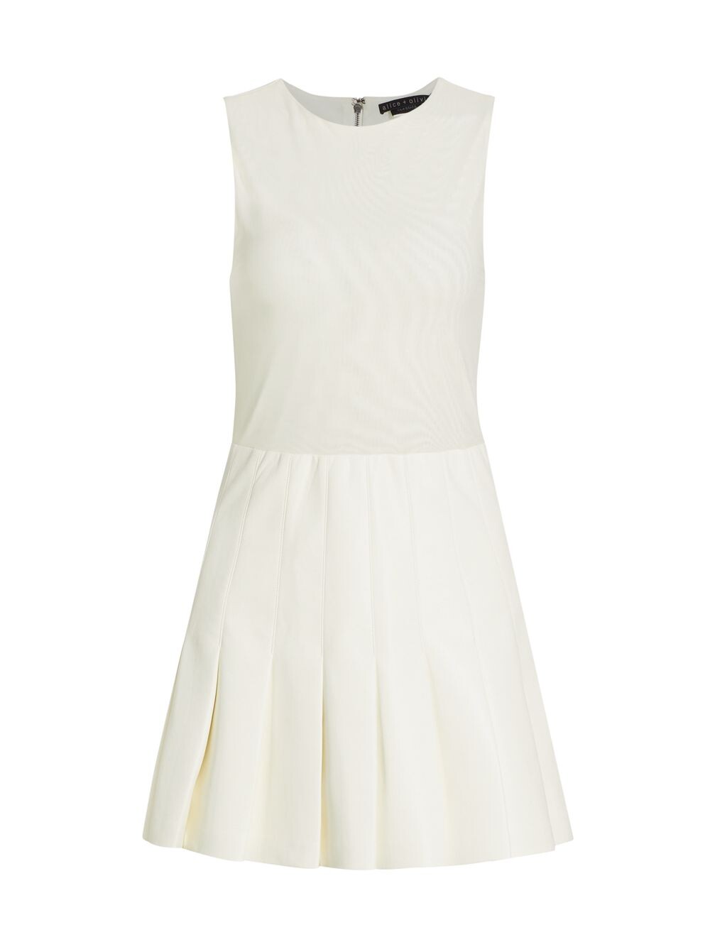 

Платье Chara из веганской кожи с пышной юбкой Alice + Olivia, экру