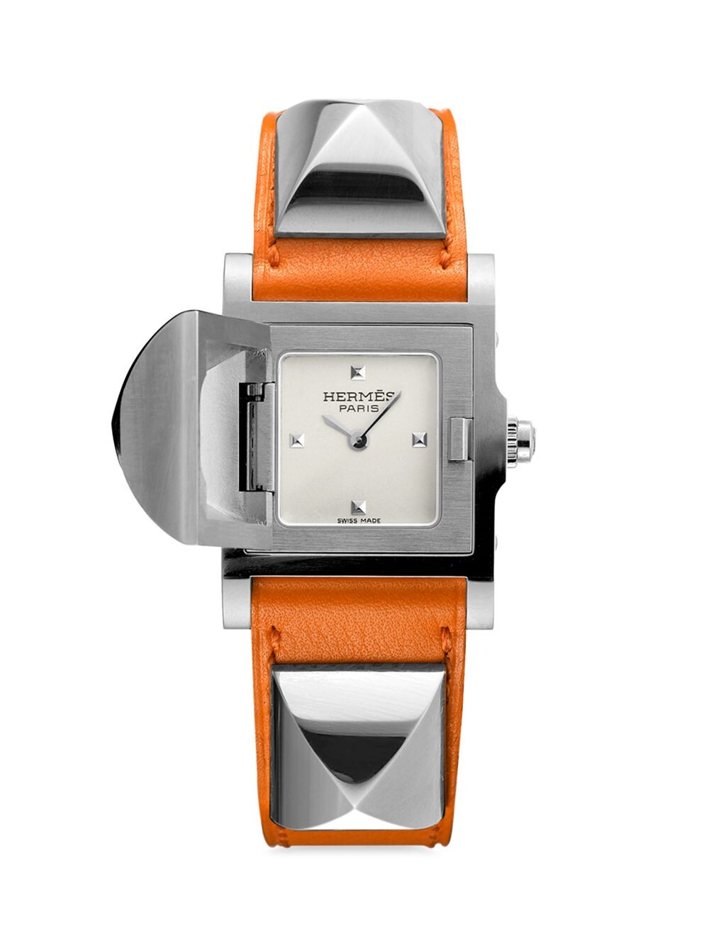 

Часы Medor из нержавеющей стали и кожаного ремешка/31 мм HERMÈS, оранжевый