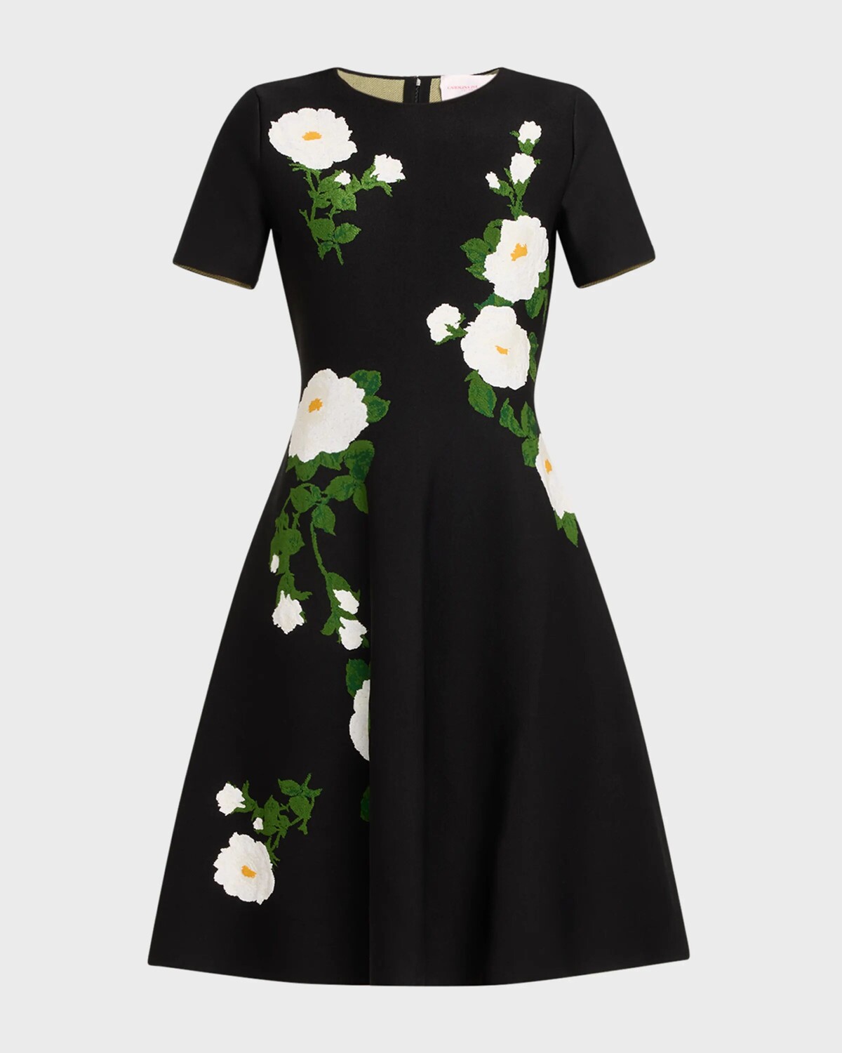 

Расклешенное платье миди из жаккарда с цветочным принтом интарсии Carolina Herrera, цвет Blk Mult