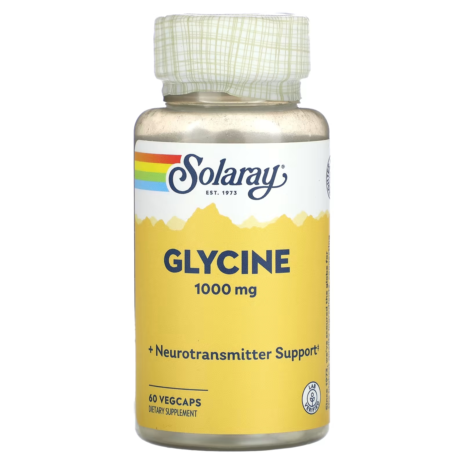 Глицин Solaray, 1000 мг, 60 растительных капсул пищевая добавка solaray формула силимарина для печени 60 растительных капсул