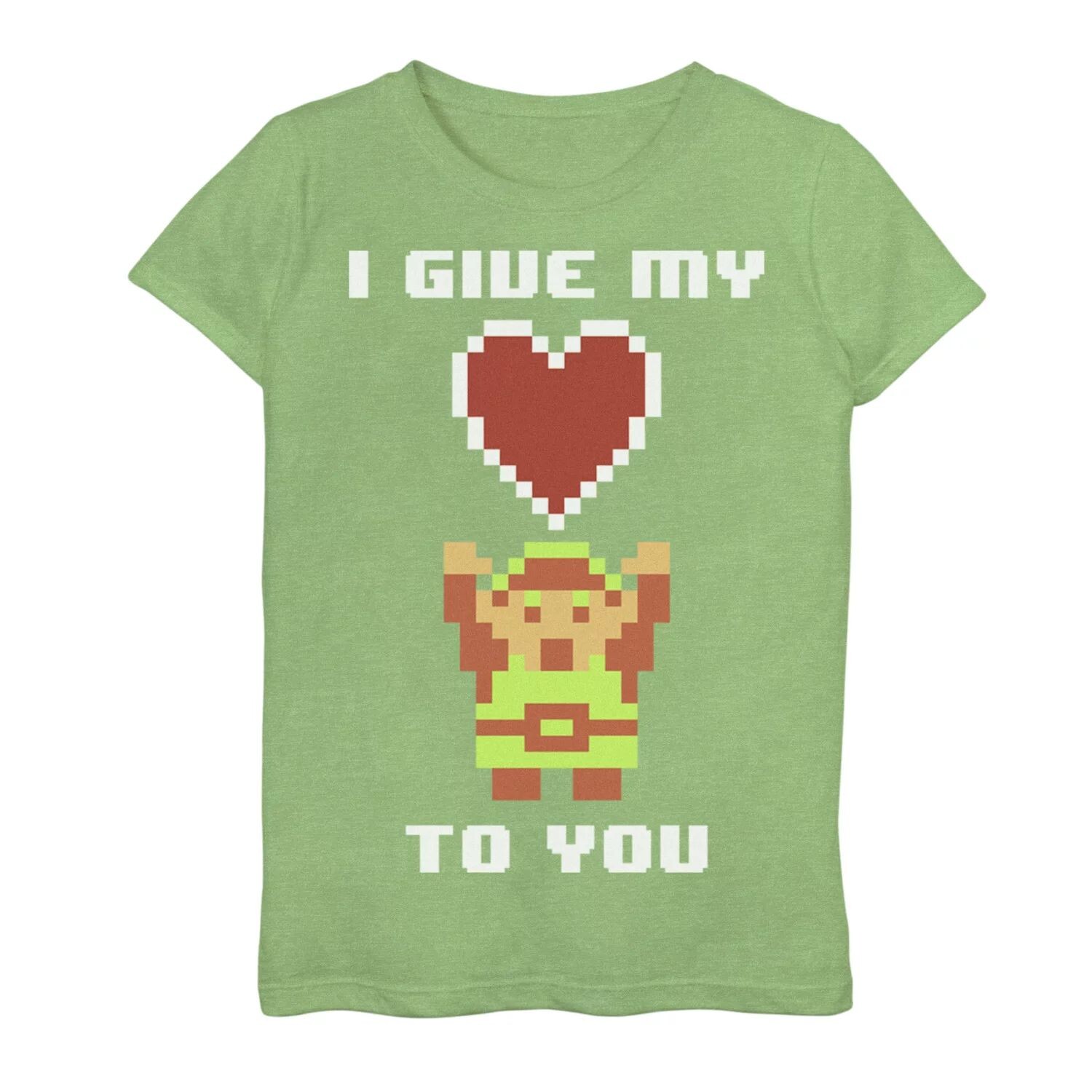 

Футболка с рисунком My Heart To You для девочек 7–16 лет, Nintendo Legend of Zelda, 8 бит Licensed Character