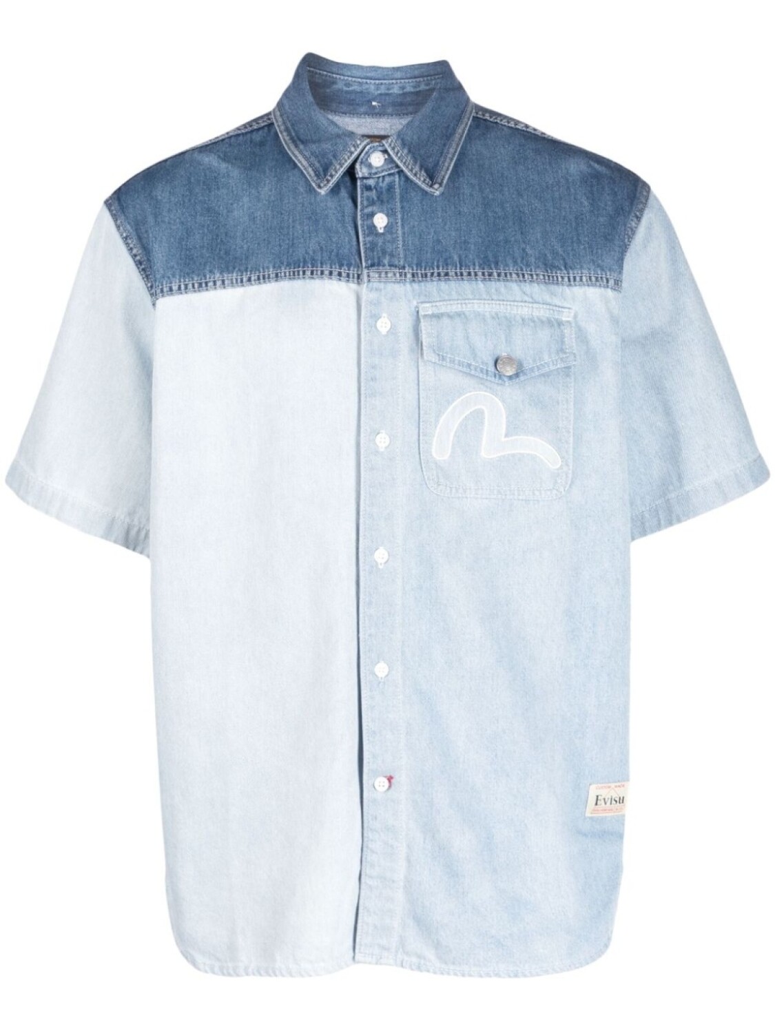 

EVISU джинсовая рубашка с вышитым логотипом, синий