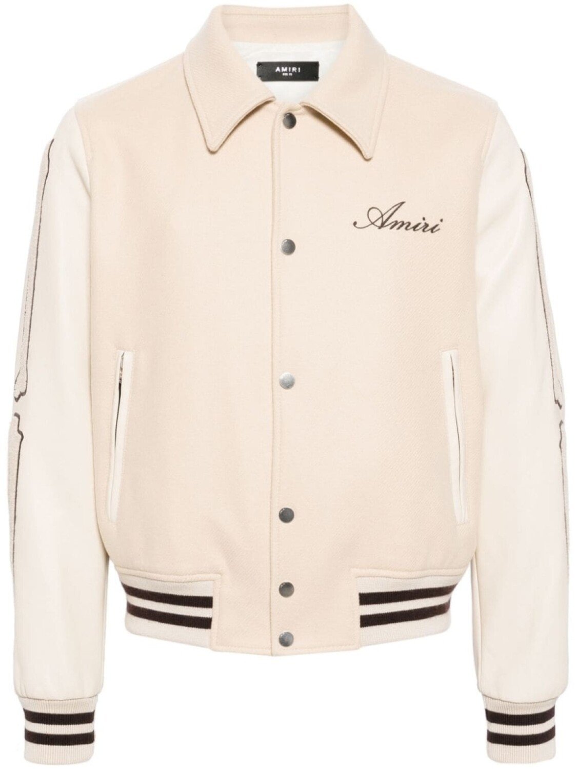 

AMIRI Bones appliqué-detail varsity jacket, нейтральный цвет