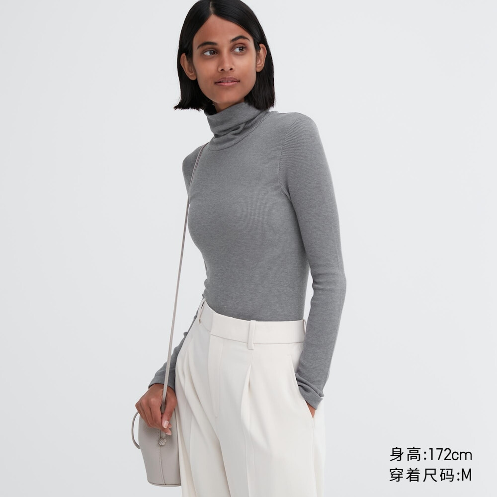

Женская футболка Uniqlo HEATTECH в рубчик, дымчато-серый