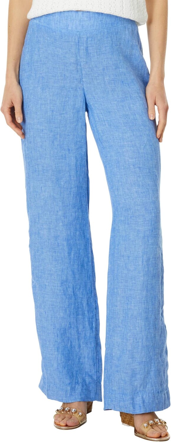

Брюки Deri Linen Palazzo Lilly Pulitzer, цвет Beckon Blue/Sea Salt Blue