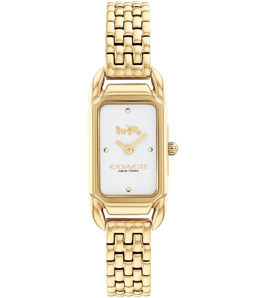 цена Женские кварцевые аналоговые часы COACH Cadie с золотым браслетом, золотой