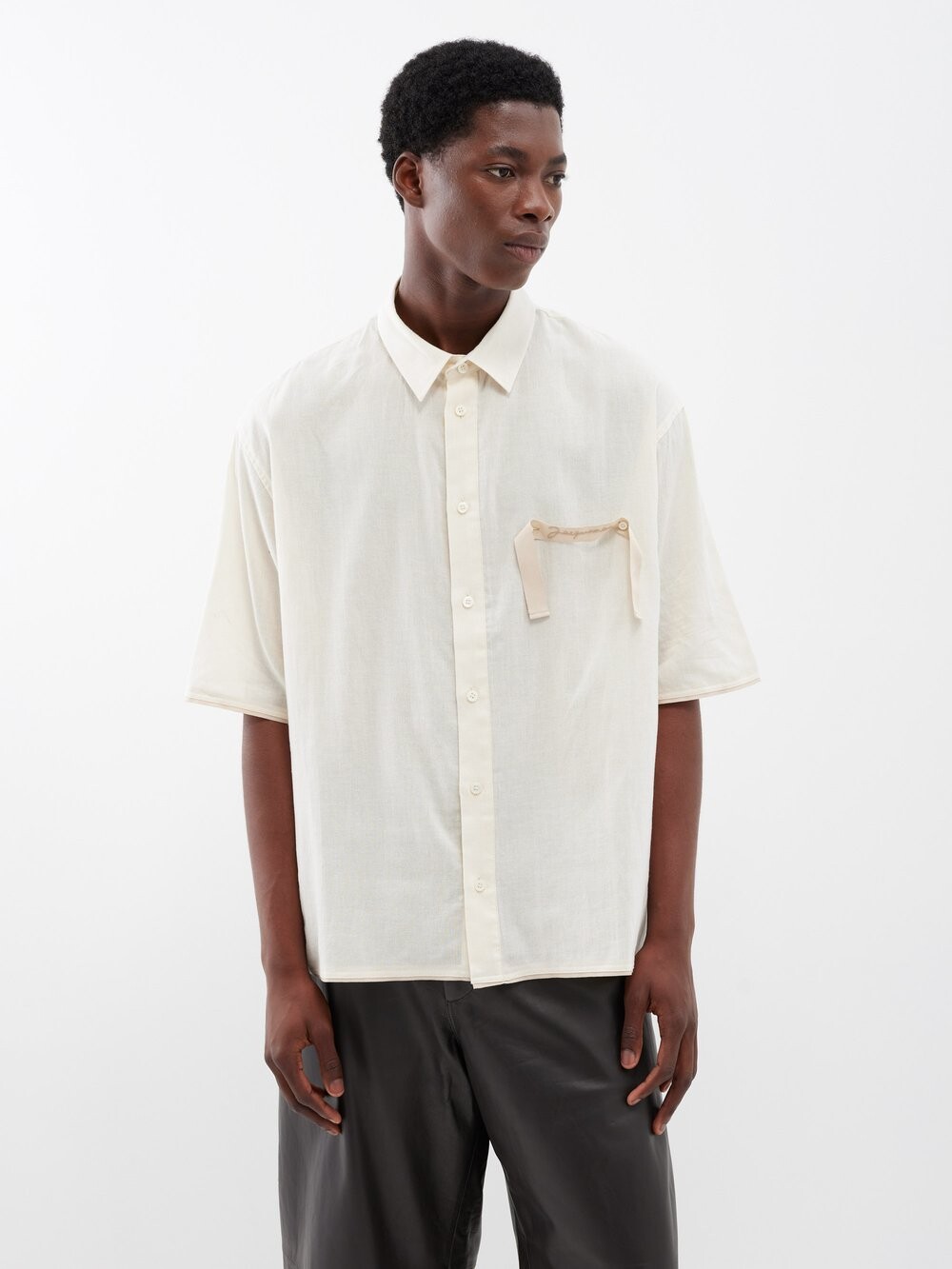 

Рубашка cabri с короткими рукавами из хлопковой вуали Jacquemus, белый
