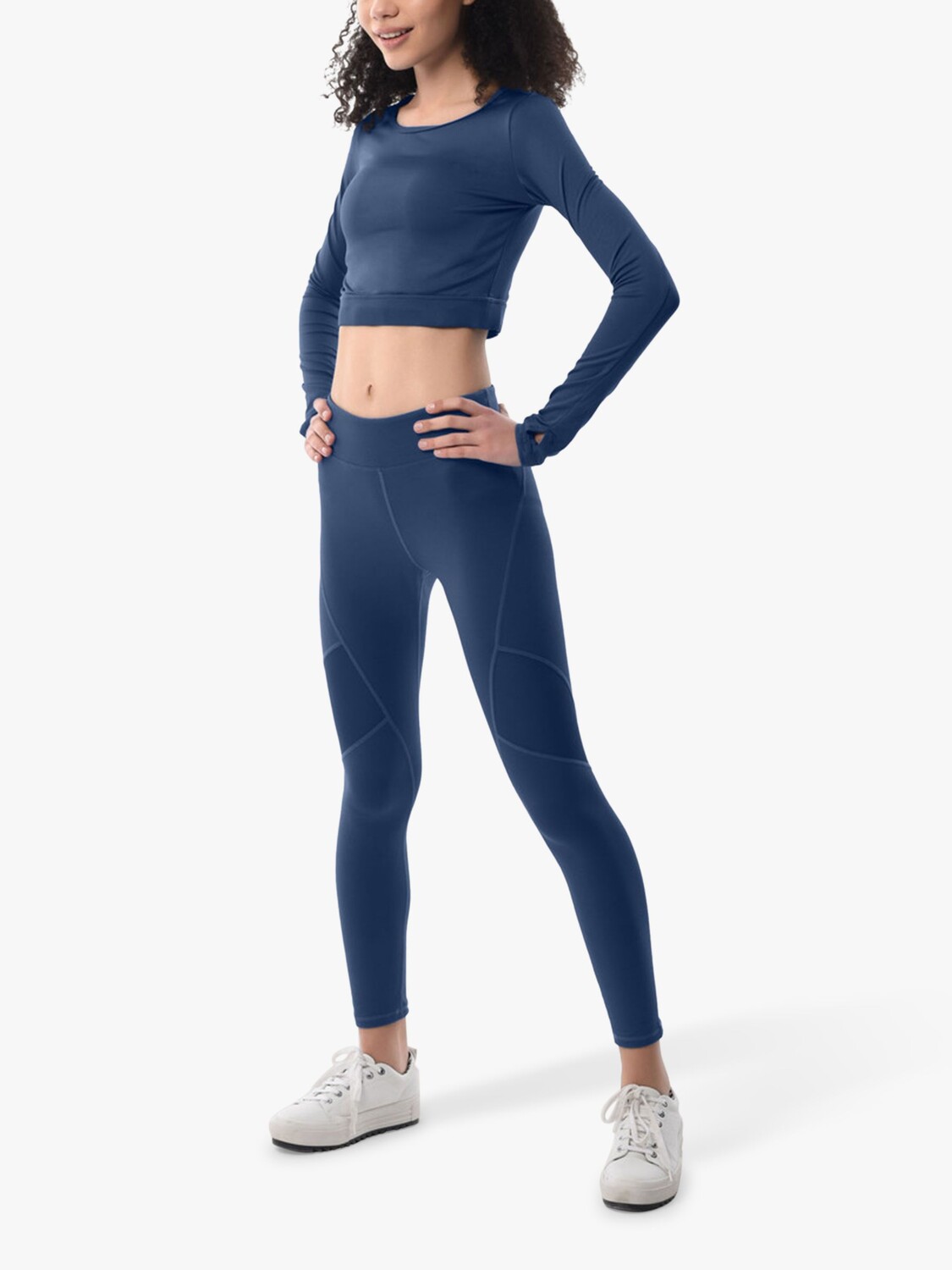 

Спортивный укороченный топ с длинными рукавами Closet London, темно-синий