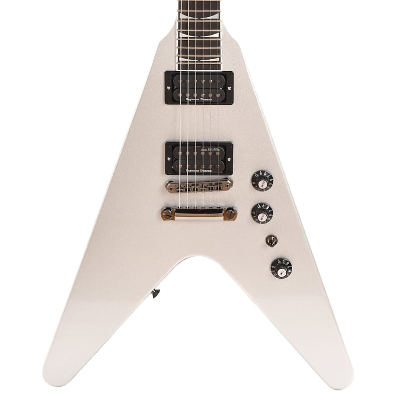 Электрогитара Gibson Artist Dave Mustaine Signature Rust in Peace Flying V EXP Silver Metallic