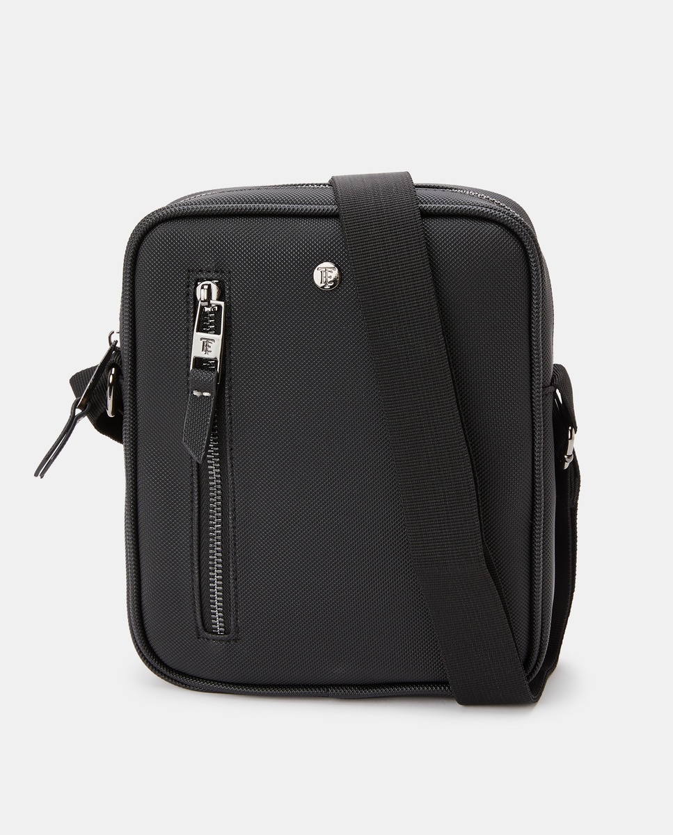 Черная сумка через плечо с внешним карманом Emidio Tucci, черный сумка с длинной ручкой h