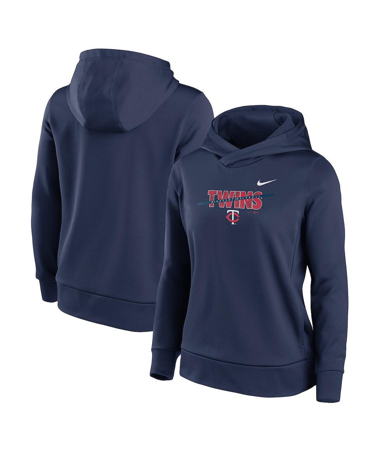 

Женский темно-синий пуловер с капюшоном Minnesota Twins Club Angle Performance Nike, темно-синий