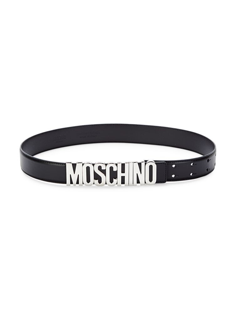 

Кожаный ремень с логотипом Moschino, черный