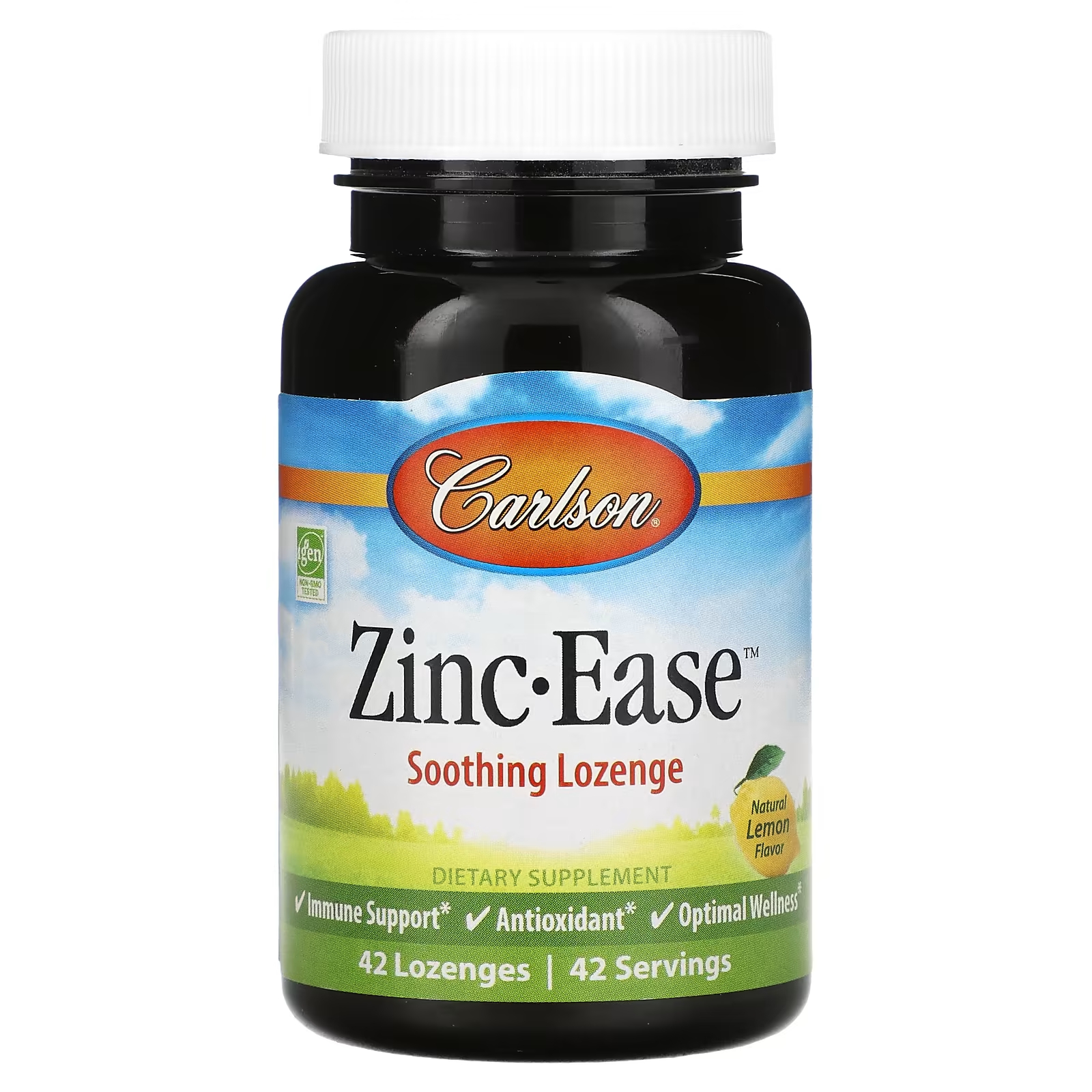Carlson Zinc-Ease успокаивающие пастилки с натуральным лимоном, 42 пастилки органические пастилки tummydrops с натуральным имбирем 33 пастилки
