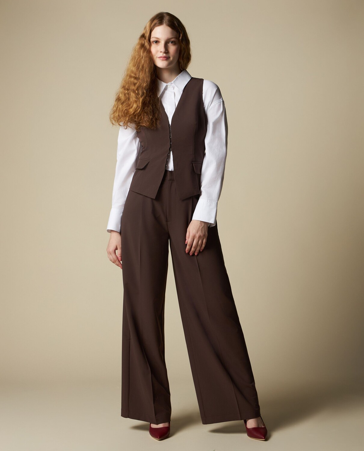 

Женские брюки палаццо из смесовой вискозы стрейч NICE&CHIC, коричневый