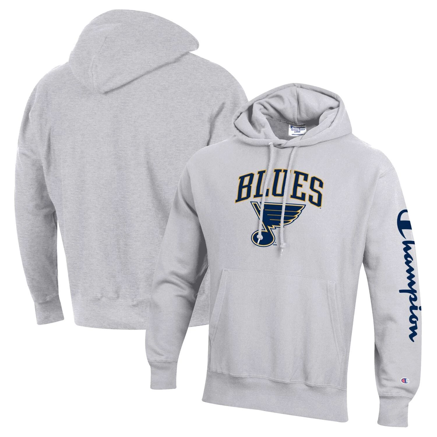 цена Мужской пуловер с капюшоном Champion Heather Grey St. Louis Blues обратного переплетения