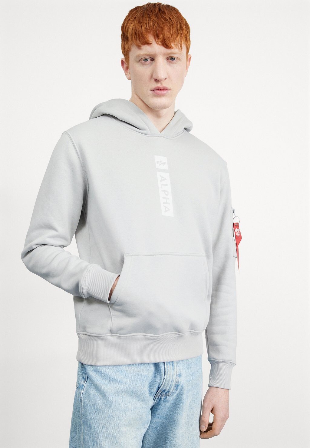 

Толстовка Alpha Industries ХУДИ, цвет pastel grey